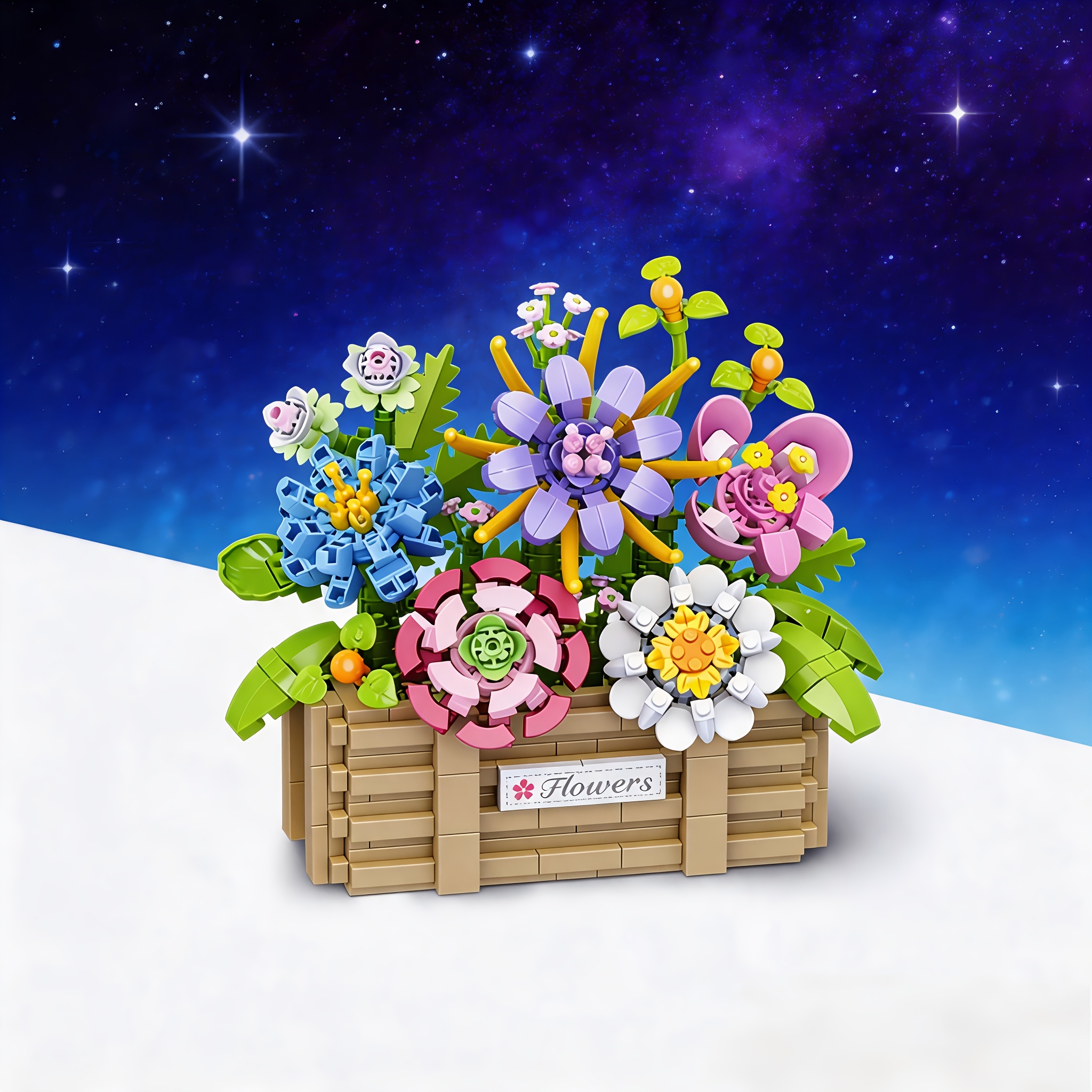 Flower Basket Building Block Set, Creative Desktop Decor